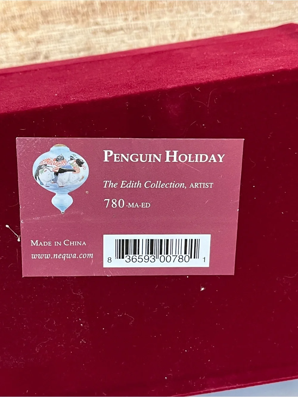 Ne'Qwa Art Blue Hand-Painted Glass Penguin Holiday Ornament